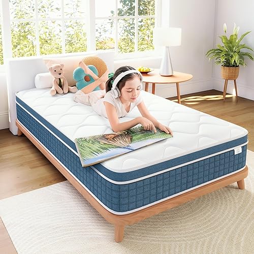 Miniatura 8 de koorlian Colchón individual de 10 pulgadas, colchón híbrido de tamaño individual en una caja, colchón de cama individual con resortes individuales y