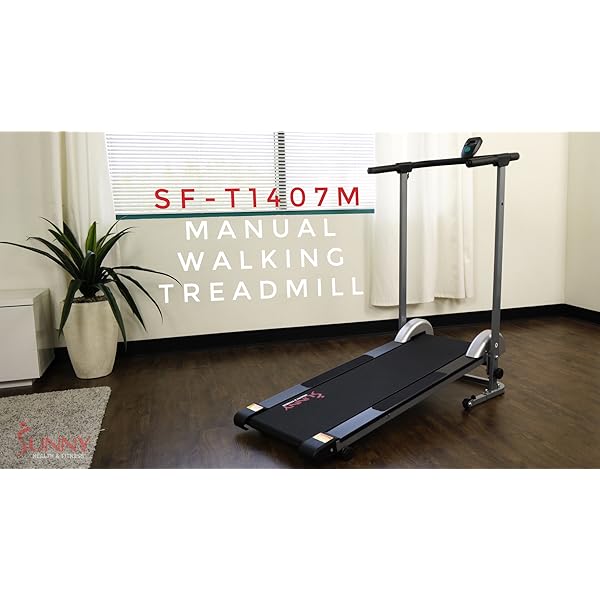 Sunny Health & Fitness SF-T1407M Foldable Manual Walking Treadmill, Gray