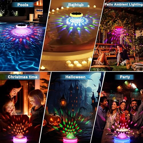 Miniatura 8 de Luces solares flotantes para piscina, luces de piscina recargables por USB que flotan con control remoto, 6.7 pulgadas, 2600 mAh, IP68, luz flotante