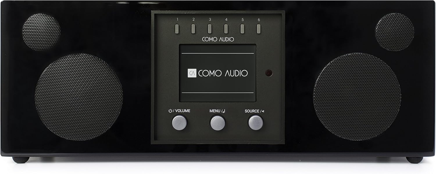 Discount Como Audio Duetto Wireless Speaker - Hand-Crafted Veneer Cabinets - One Touch Streaming, Internet Radio, Bluetooth, Wi-Fi - Piano Black