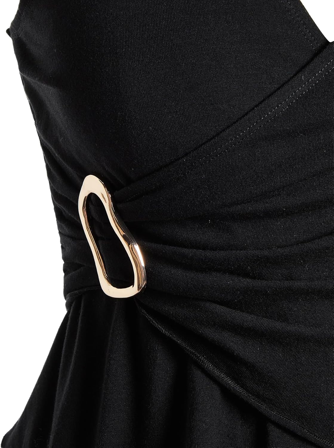 Verdusa Women's Going Out Tops Y2k Buckle Halter Top Ruched Asymmetrical Sleeveless Tops - Image 5