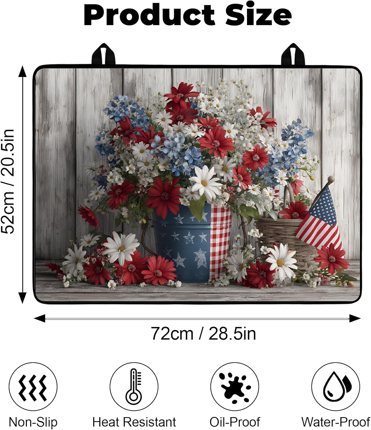 Silicone Glass Stove Top Cover- Mat for Electric Stove Protector with Anti-Slip Rubber Coating Scratch-Resistant XL Dish Drying Mats For Kitchen Counter Space (Flower, 28.5"x 20.5")