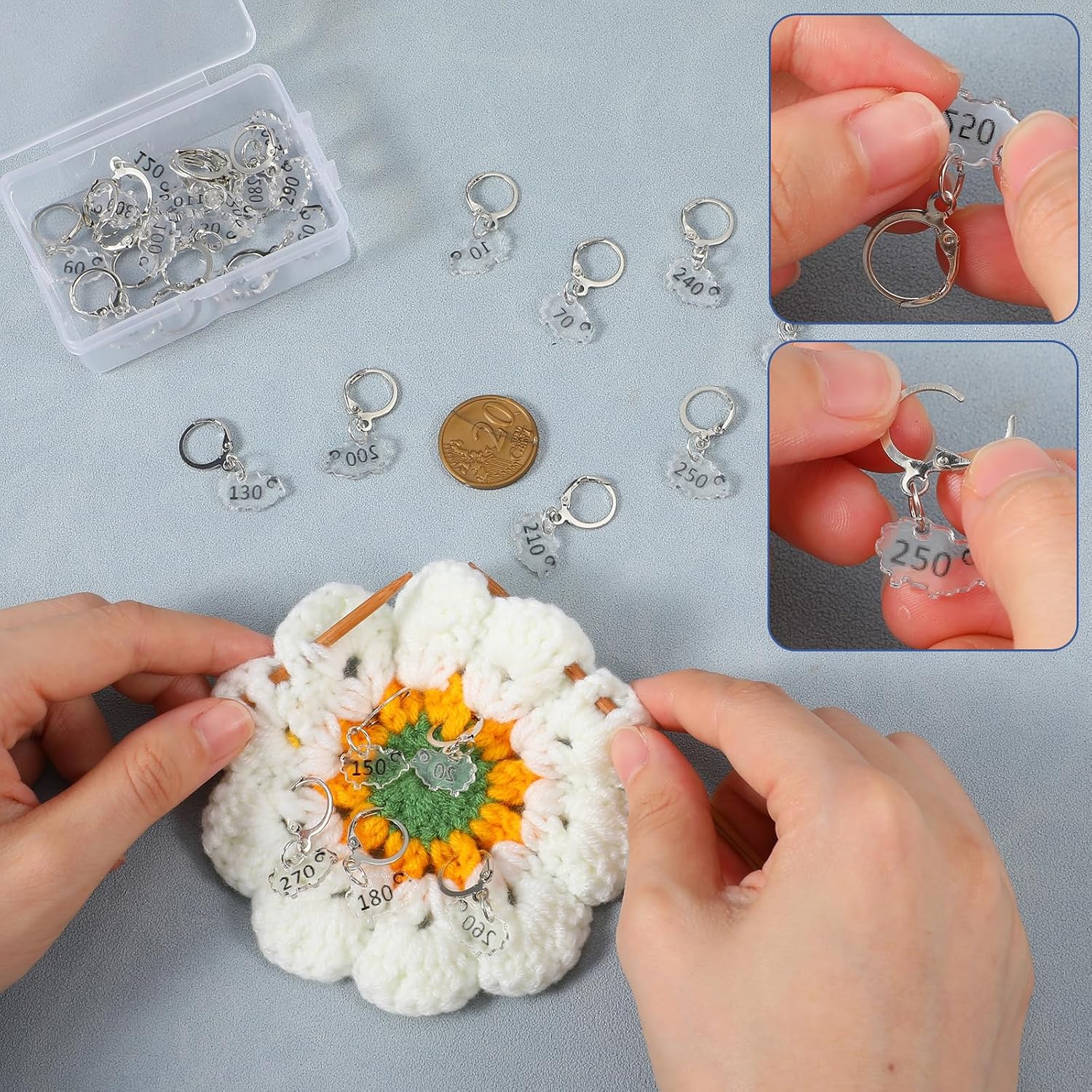 30pcs Crochet Stitch Markers Locking Stitch Marker Sheep Charms with Number