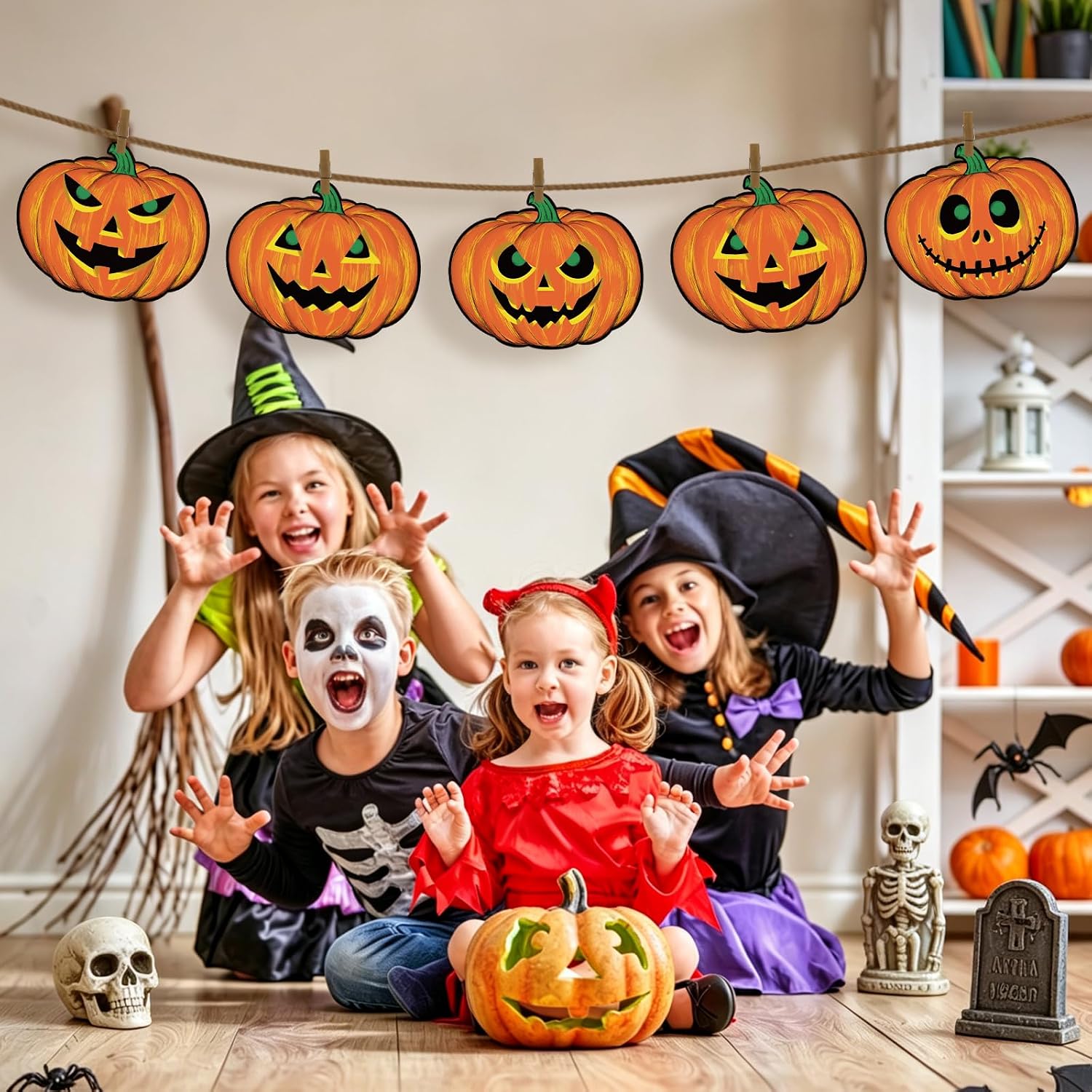 12PCS Large Halloween Pumpkin Cardboard Cutouts Decorations for Party