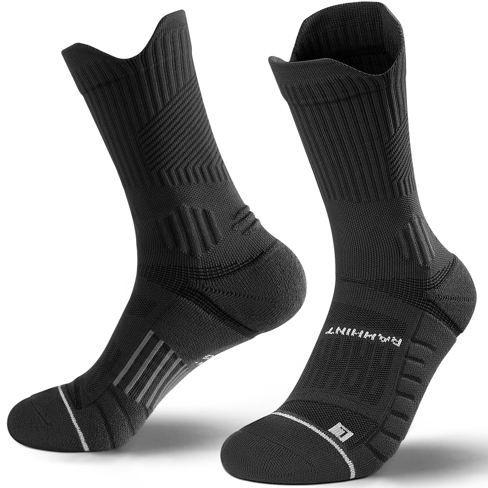 Rahhint Pro Coolmax Compressione 3 Paia Calzini Running Uomo Calze da Corsa Trekking Padel Uomo, Anti-Vesciche & Con Supporto Dell'arco Plantare, 35-51