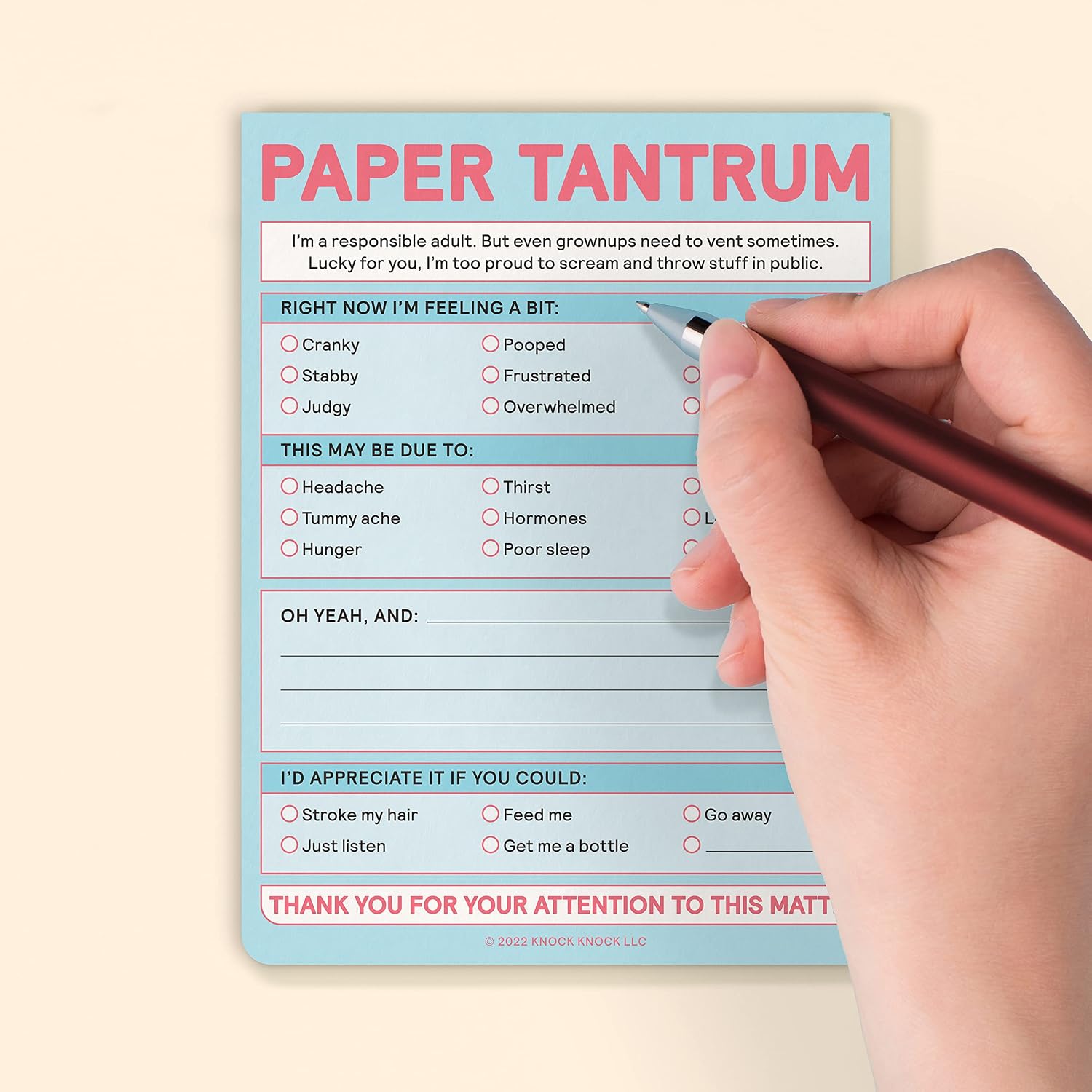 1-Count Knock Knock Paper Tantrum Note Pad, Funny Office Notepads & Checklist Nifty Notes (Pastel), 4 x 5.25-inches image 5