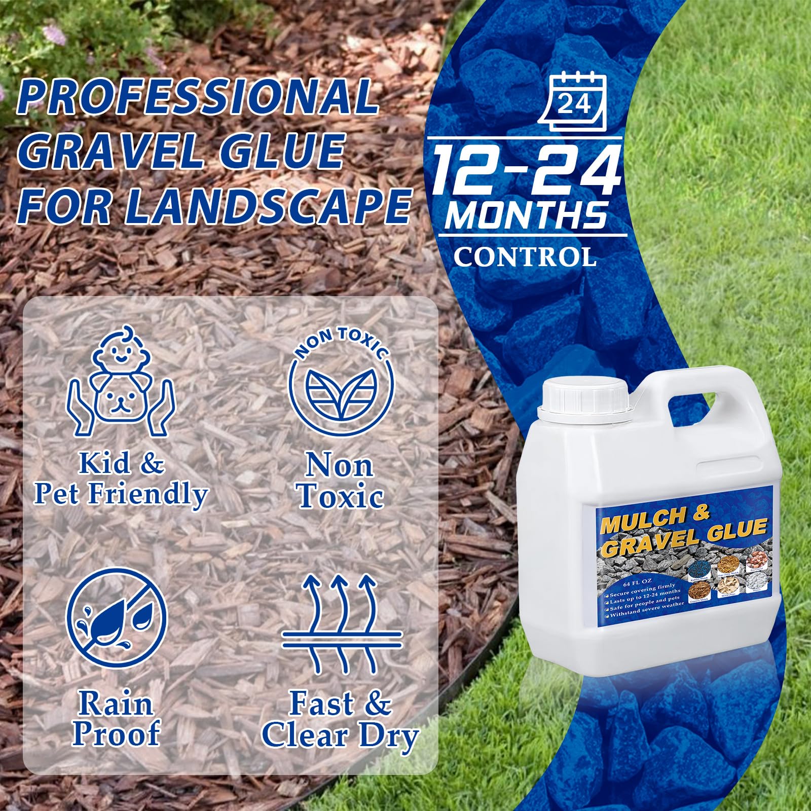Colle A Paillis Landscaping Mulch Glue 1 Gallon Mulch Glue & Landscape ...