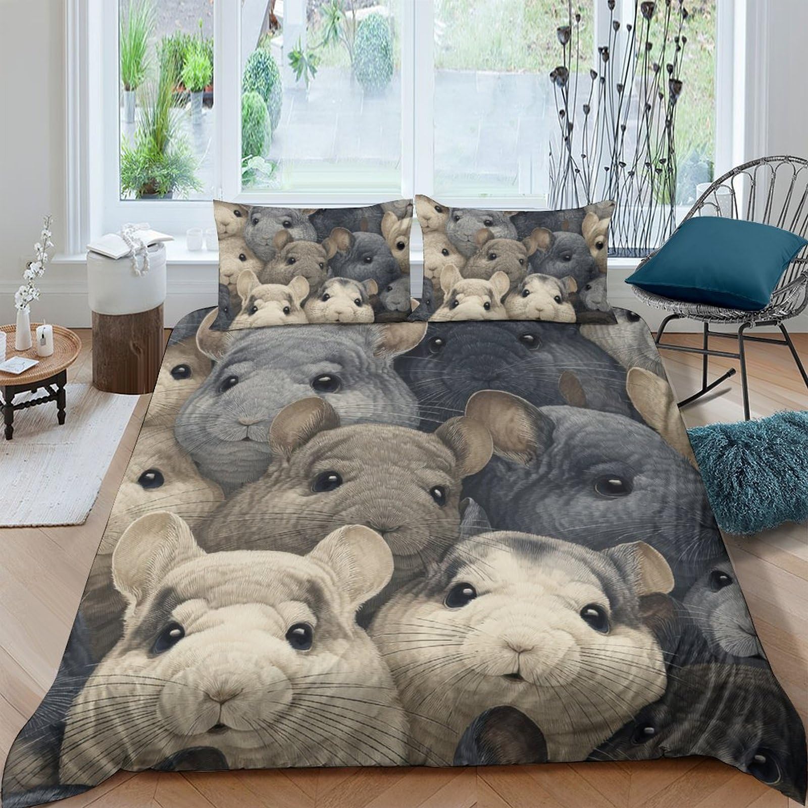3D Printed Guinea Pig Duvet Cover, Microfiber Bedding Cover Hidden Zipper