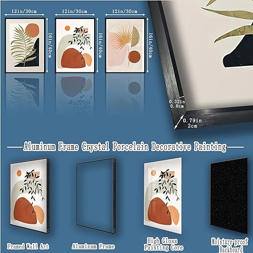 Miniatura 2 de SIJIFACAI Arte de pared con marco de aleación de aluminio, decoración abstracta, arte de pared, arte de pared, arte de pared para sala de estar,