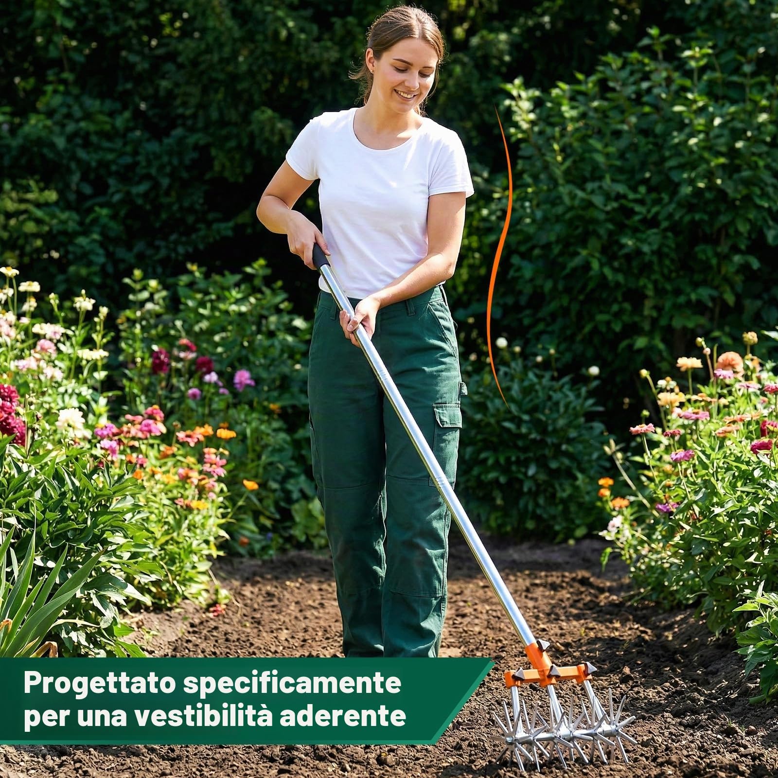 Coltivatore Rotante, Coltivatore da Giardino in Acciaio Inossidabile con Manico Estensibile lungo 173 cm Coltivatores a Stella da Giardino con Denti Rimovibili per la Miscelazione del Terreno