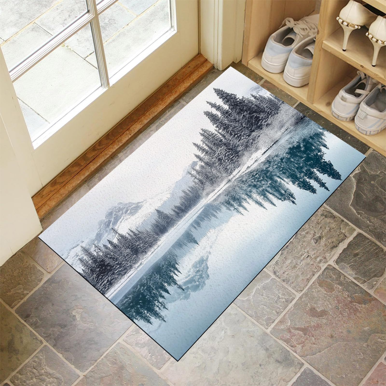 Felpudo Que Atrapa La Suciedad: Alfombrillas Antideslizantes Para Interiores Y Exteriores, Alfombra De Entrada Con Paisaje De Valle De Montaña De Pino, Alfombra De Piso Suave Lavable A Máquina, Al