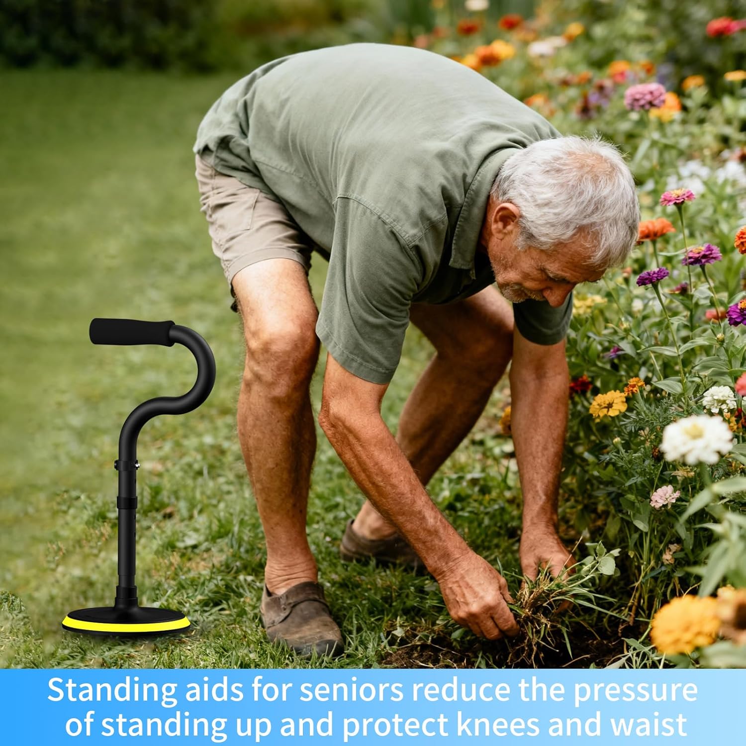 Standing Assist Devices Mobility Aids to Help Get up from Floor Standing Aids & Supports for Seniors,Standing Mobility Aid Tool for Elderly Rising Indoors Garden Housework Bedroom Bathroom Matte Black