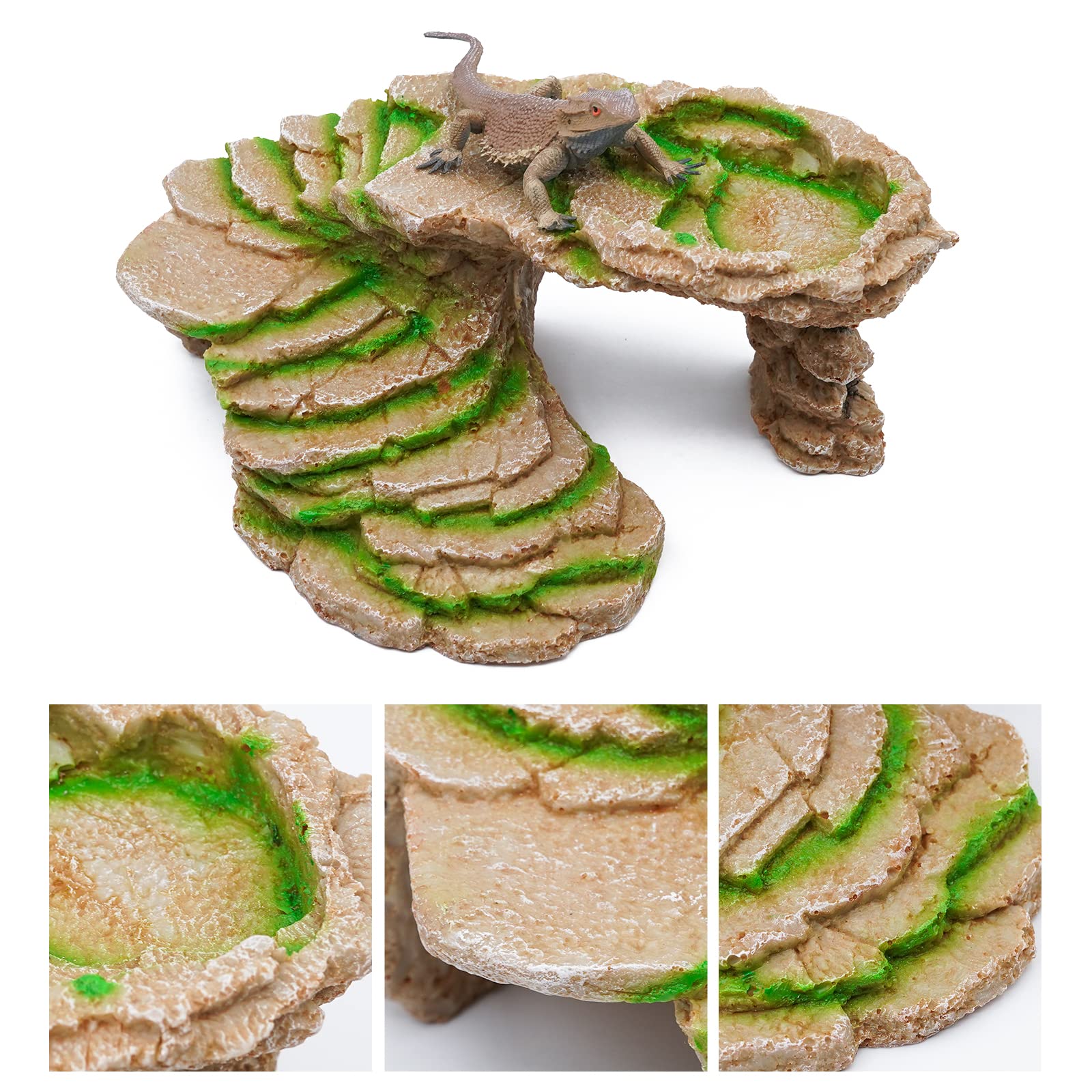 Abri pour Tortue Terrasse Trou de Tortue Peau Decoration Aquarium Cachette Reptile ​RéSine Bronzage Rock Barbu Dragon Accessoires Reptile DéCoration