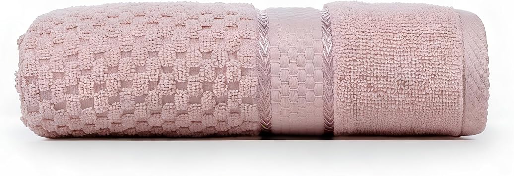 Ample Decor Soft Pink Bath Towels for Bathroom Set of 1 100% Cotton Popcorn Textured -Quick Dry, Highly Absorbent, Machine Washable - Mulaayam Collection - 30 X 54 Inch