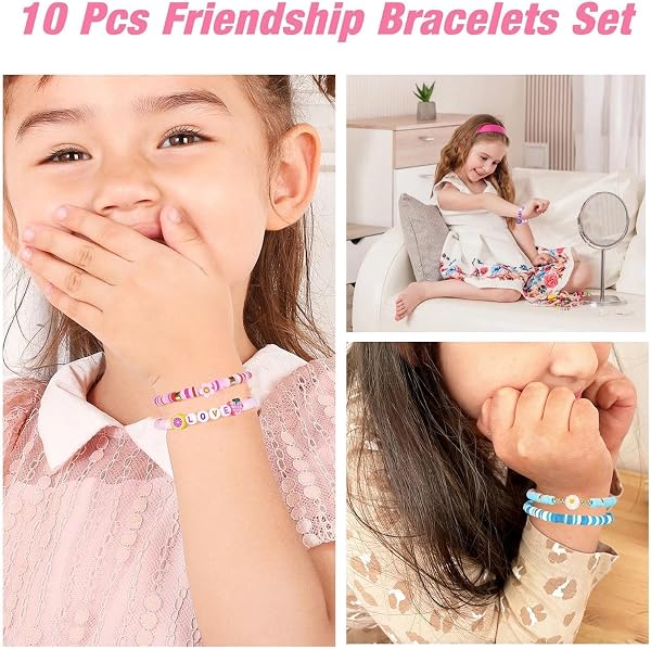 VOOSFSIE 10 Pulseras Niños de Arcoíris, Pulseras de Amistad para Niños, Detalles Cumpleaños Niños Infantil, Pack Regalos Sorpresas Guardería Colegio Primaria Piñata - 2