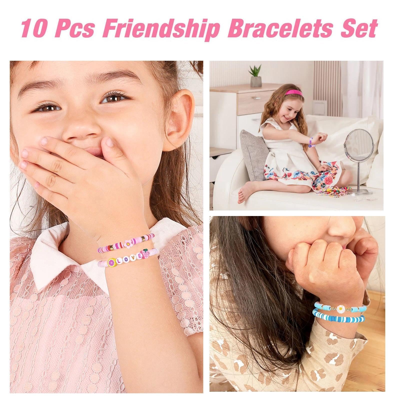 VOOSFSIE 10 Pulseras Niños de Arcoíris, Pulseras de Amistad para Niños, Detalles Cumpleaños Niños Infantil, Pack Regalos Sorpresas Guardería Colegio Primaria Piñata — view 2