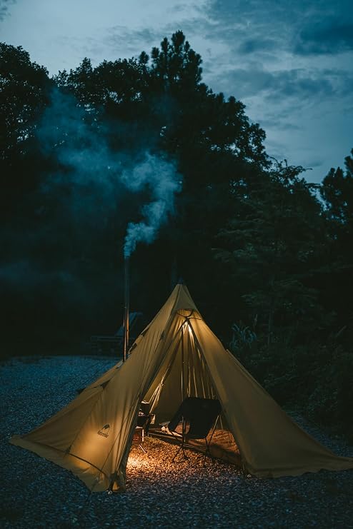 Naturehike Fire Tent 2-6 Person Thermal Warm Pyramid Indian 4-season Tent with Stove Windproof and Waterproof suitable for Winter Camping Tents for Winter Travel and Heating