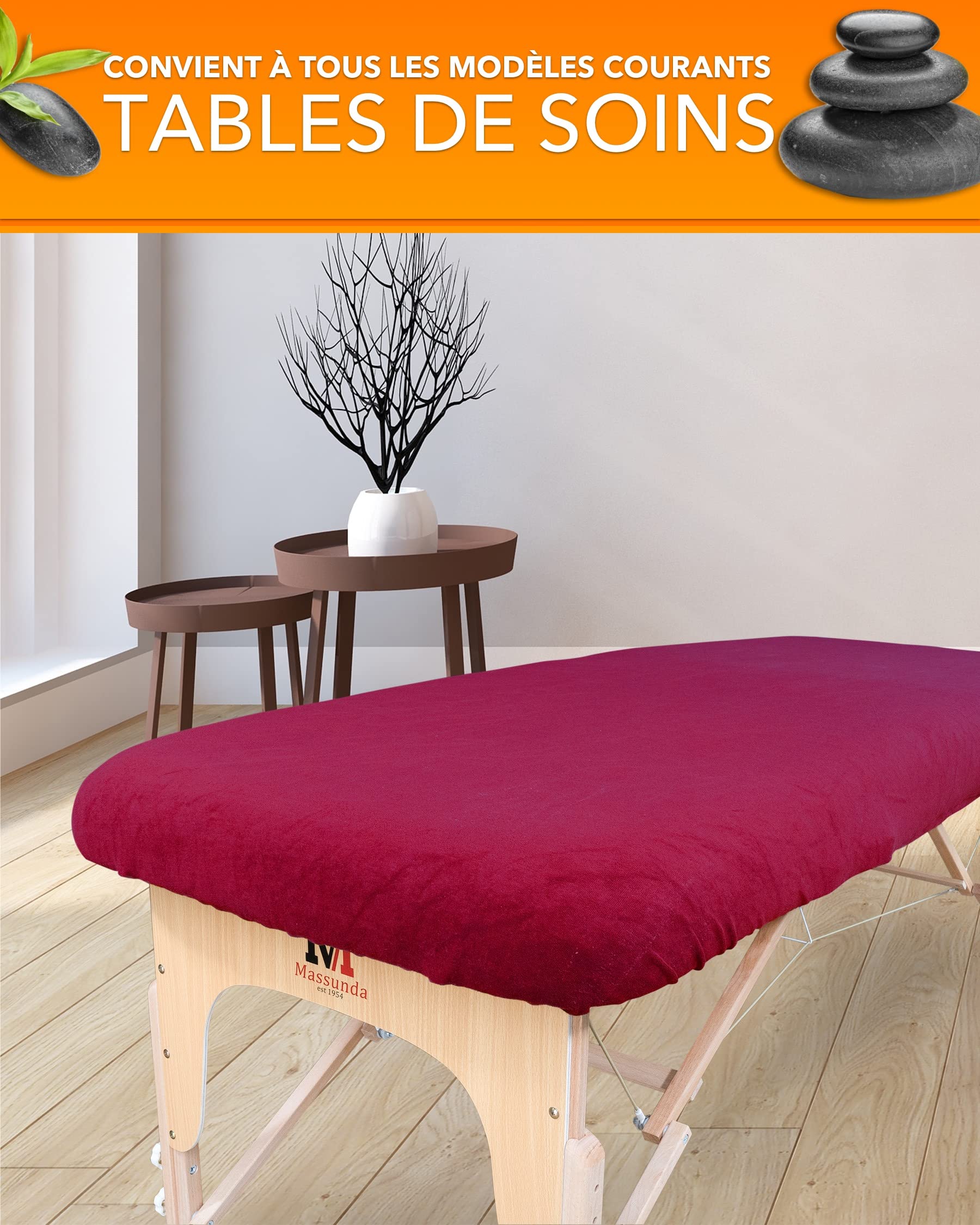 Zen Housse Table de Massage Éponge - Qualité Professionnelle, Drap Housse Extensible Doux avec Élastique - 71-81 x 185-195 cm, Lavable à 60°C & Certifié Oeko-TEX - sans Trou, Crème