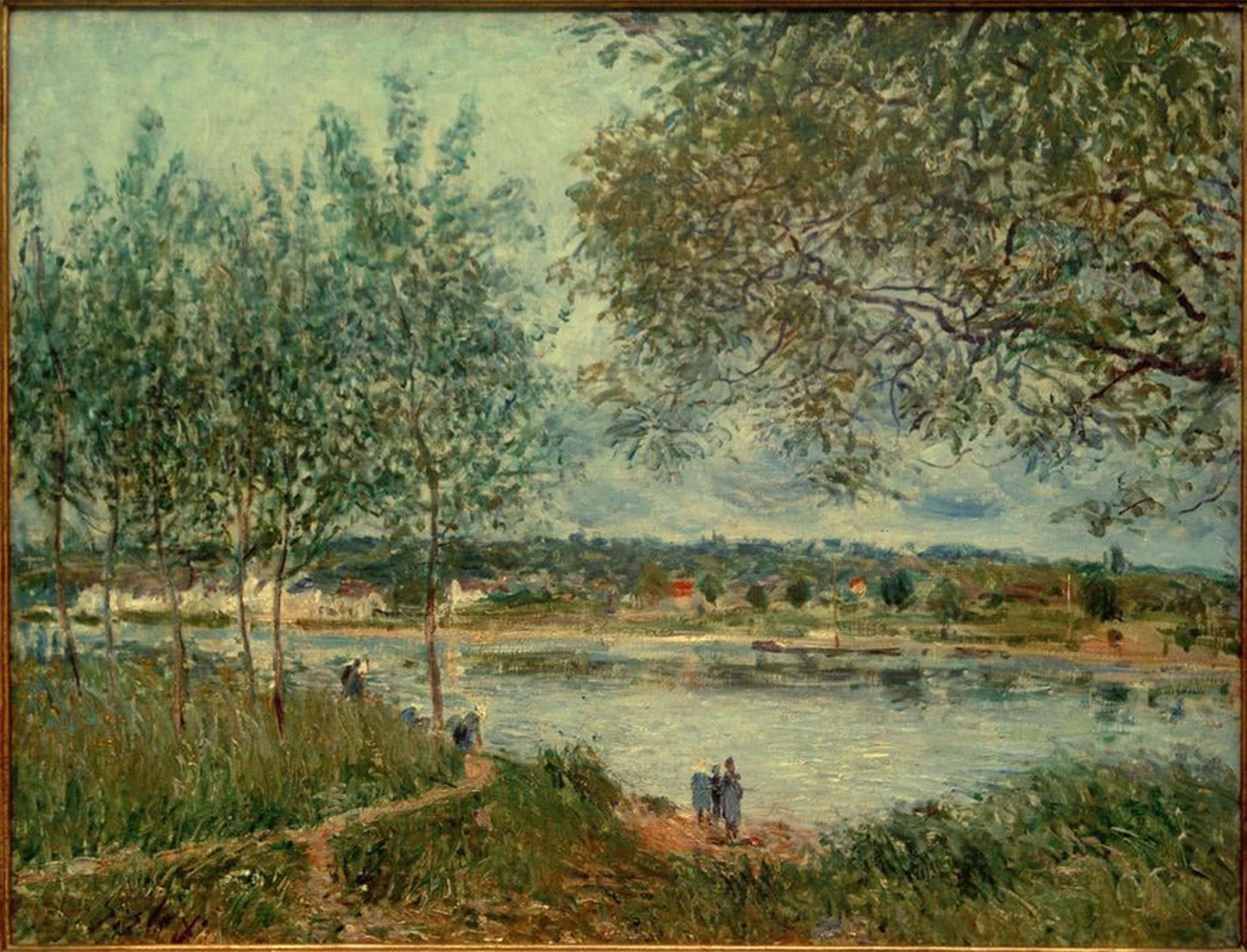 ARTXLXXBN Famous Art Print Poster Vintage Wall Art the Path to the Old Ferry of by Alfred Sisle Canvas Art Poster for Home Decor 60x90cm