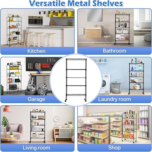 Miniatura 7 de Dkelincs Estantería de alambre de 30 pulgadas de largo x 14 pulgadas de ancho x 60 pulgadas de alto, estantes de almacenamiento de metal NSF de 5