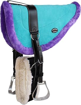 Horse Western Fleece Padded Bareback Saddle Pad w/Cinch Stirrups 39171.