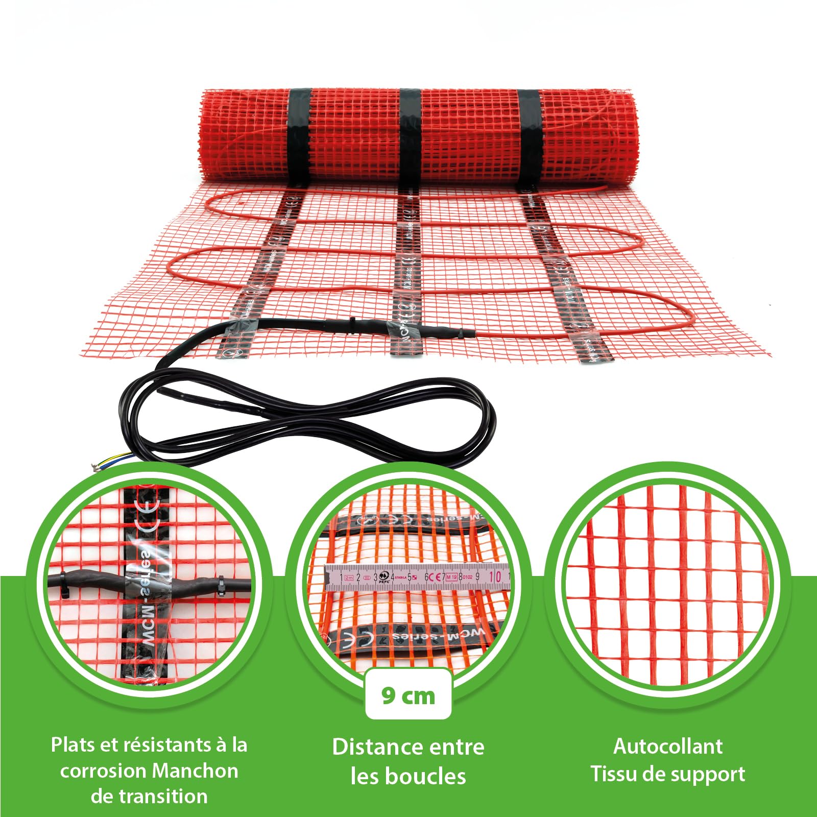 Elektrische vloerverwarming, 2,0 m², 50 cm breed, 160 W, twin verwarmingsgeleider, 230 V, lage kosten, snelle montage, ondervloerverwarming, nu voordelig kopen