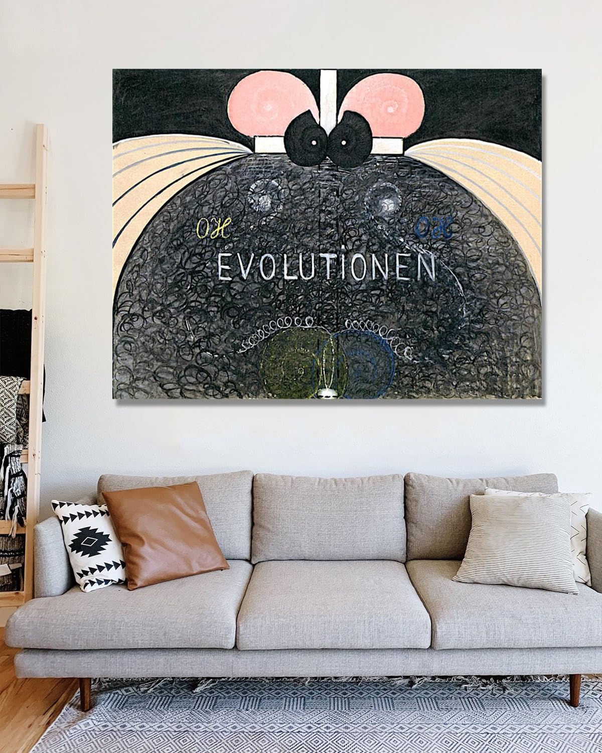 NHLDZYH Słynne wydruki artystyczne, (ewolucja, nr 07) autorstwa Hilma af Klint, abstrakcyjna sztuka współczesna, obrazy na płótnie do dekoracji domu. 50 x 65 cm tylko płótno