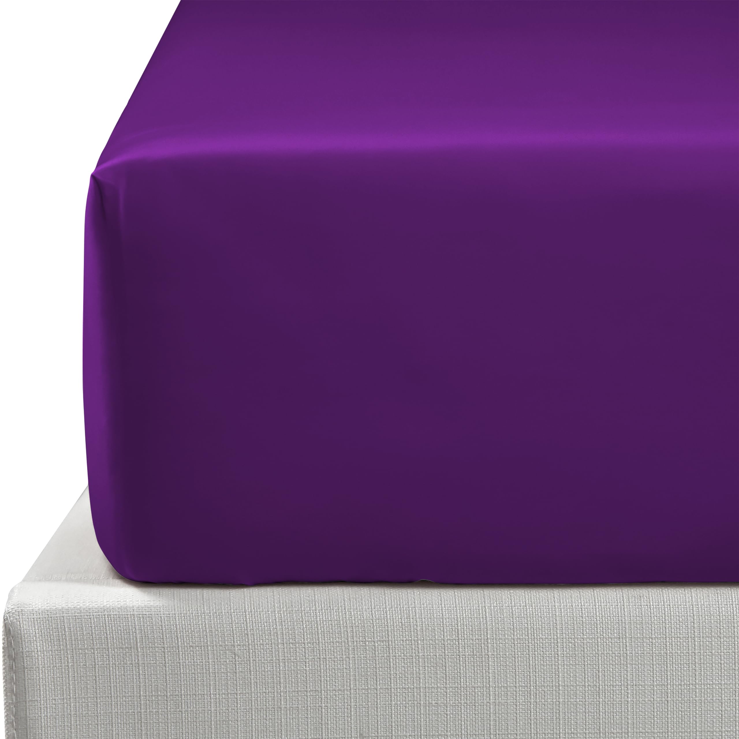 NTBAY 500 Thread Count 100% Egyptian Cotton Double Fitted Sheet, Super Soft Cozy and Breathable Deep 12" / 30cm Fitted Bed Sheet, Purple