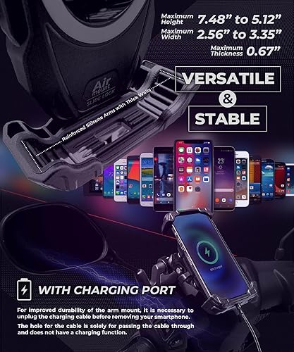 Miniatura 6 de Kaedear Soporte para teléfono inteligente para motocicleta, absorción de vibraciones, montaje, montaje de aire, bloqueo de palanca lateral, brazo