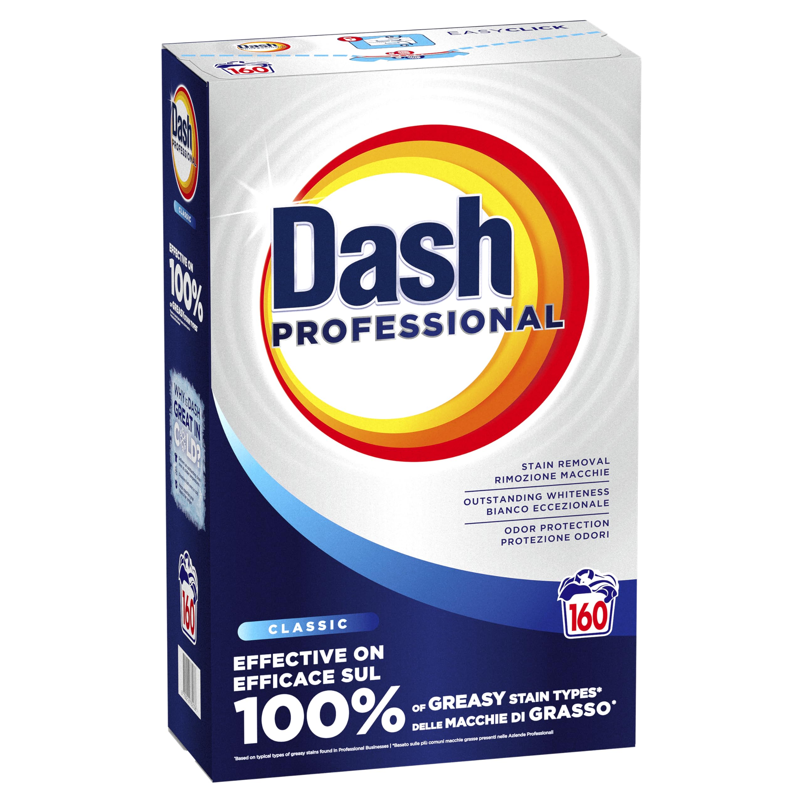Dash Professional Classico, Detersivo Lavatrice Polvere Professionale, 160 lavaggi, 8kg, Efficace su tutti i tipi di macchie grasse, Bianco Straordinario, Per Bucato Professionale
