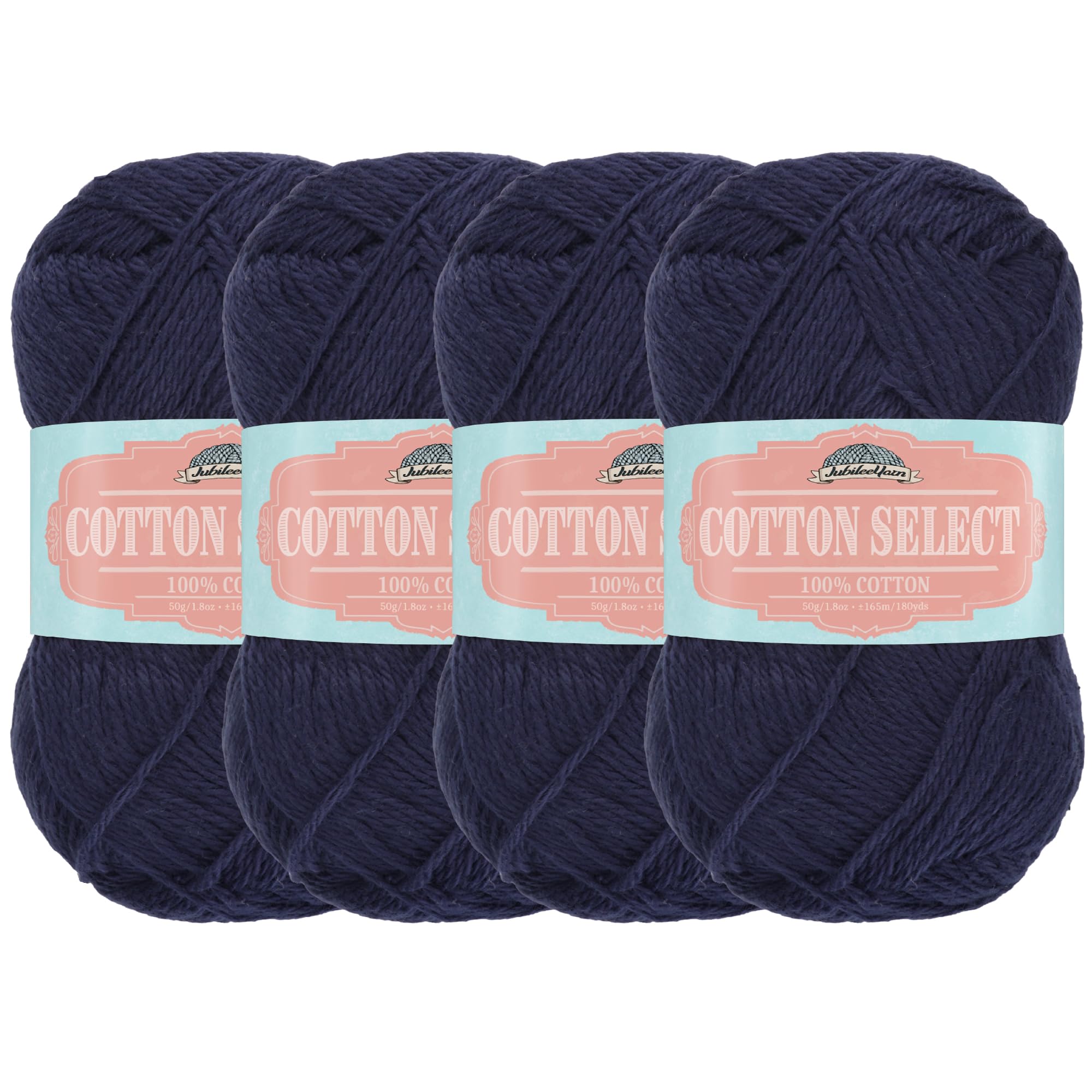 JubileeYarn Cotton Select Yarn - 50g/Skein Sport Weight - Deep Ocean Blue - 4 Skeins — image 1