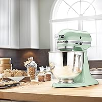 Vista 123 de KitchenAid KSM150PSAC Artisan Series - Batidora de pie con capacidad de 5 cuartos o 4.7 litros, incluye escudo vertedor Azul hielo