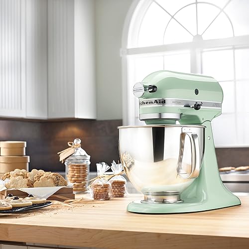 Miniatura 123 de KitchenAid KSM150PSAC Artisan Series - Batidora de pie con capacidad de 5 cuartos o 4.7 litros, incluye escudo vertedor Azul hielo
