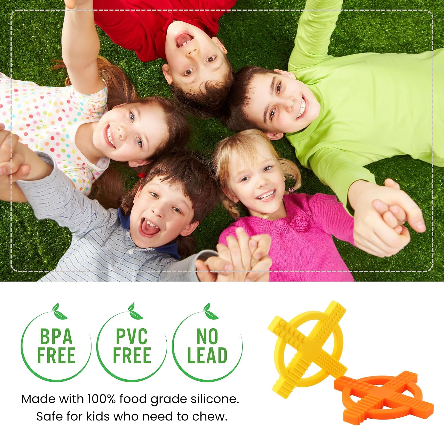 2 Pack Sensory Chew Toys - Chewable Silicone Toy for Chewers with Autism, ADHD, SPD, or Special Oral Motor Need (Orange,Yellow)