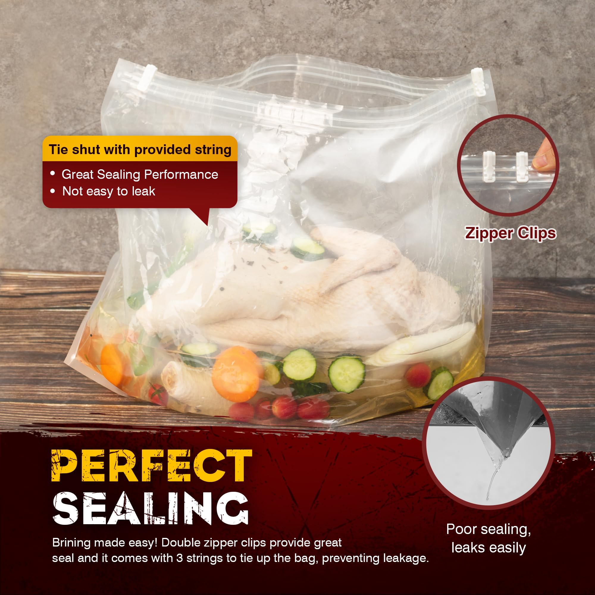 Brine Bags For Turkey, 26"×22", 2 Pack, Holds Up 35lb, Thicker Brining Bags With 2 - View #5