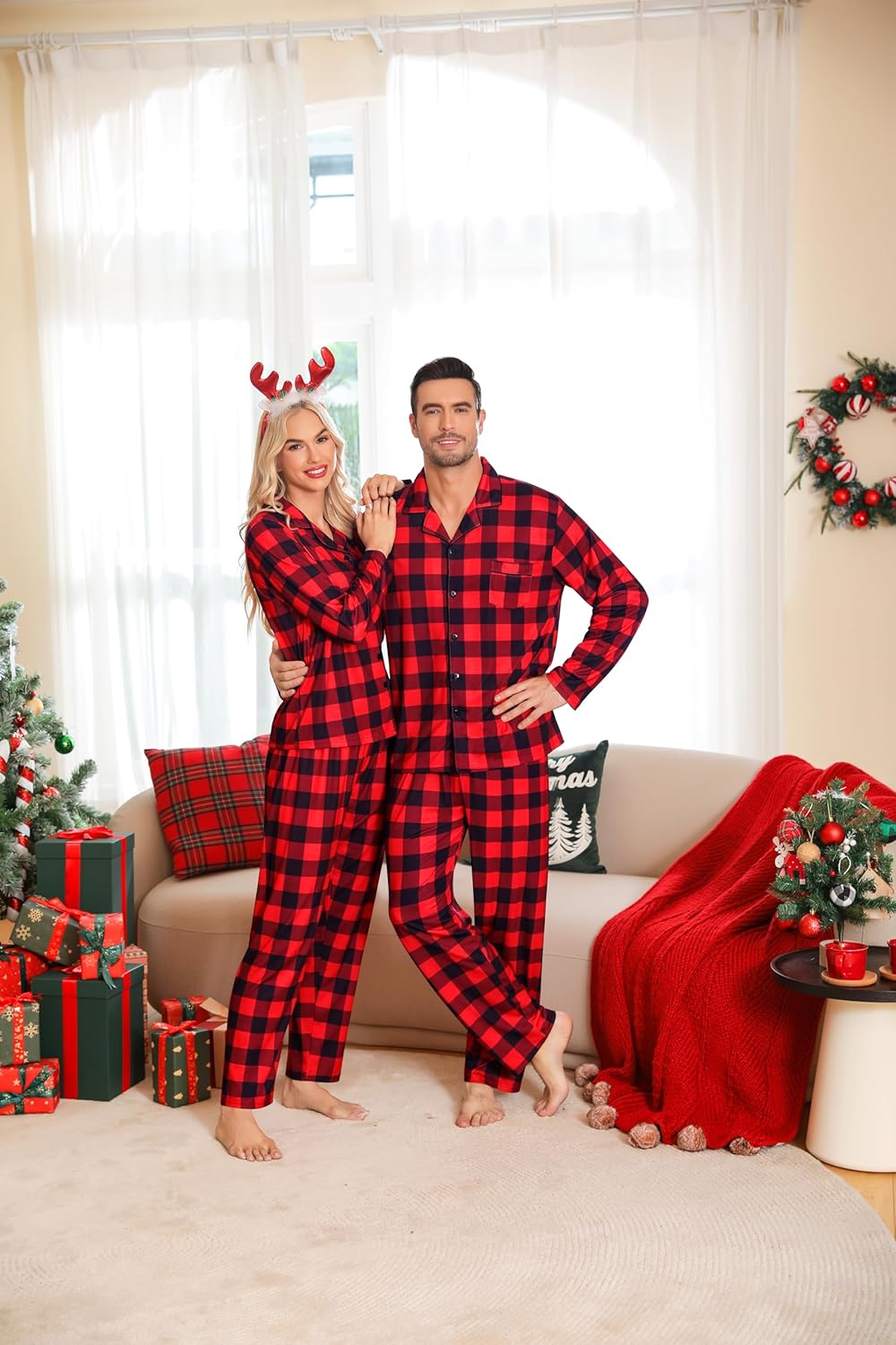 SWOMOG Matching Family Pajamas Christmas Pjs Long Sleeve Holiday Sleepwear Soft Loungewear - Image 5