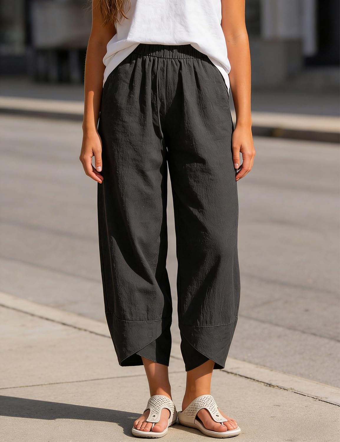 Springrain Women's Capri Pants Casual Summer Cotton Cropped Lounge Pants Trousers - Image 2