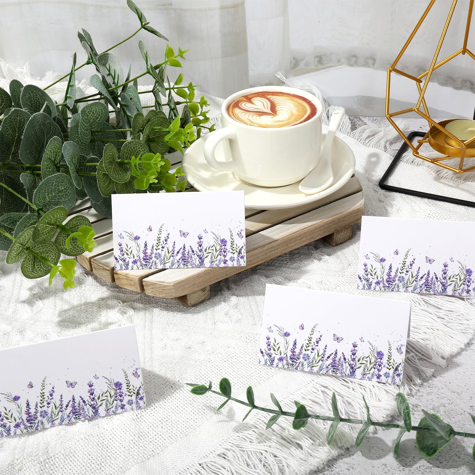 Whaline Platzkarten, Lavendel, 8,9 x 5,1 cm, violette Blume, Zeltkarten, Sitzkarten, blanko, Tischnamensschilder für Frühling, Urlaub, Buffet, Party, Tischdekoration, 100 Stück