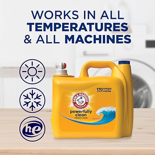 Miniatura 9 de Arm & Hammer Clean Burst, detergente líquido para ropa de 200 cargas, 200 onzas líquidas