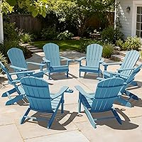 Vista 51 de YEFU Silla Adirondack Resistente a la Intemperie: Sillas Adirondack de Plástico - Sillas de Patio con Portavasos y Textura de Madera - Silla