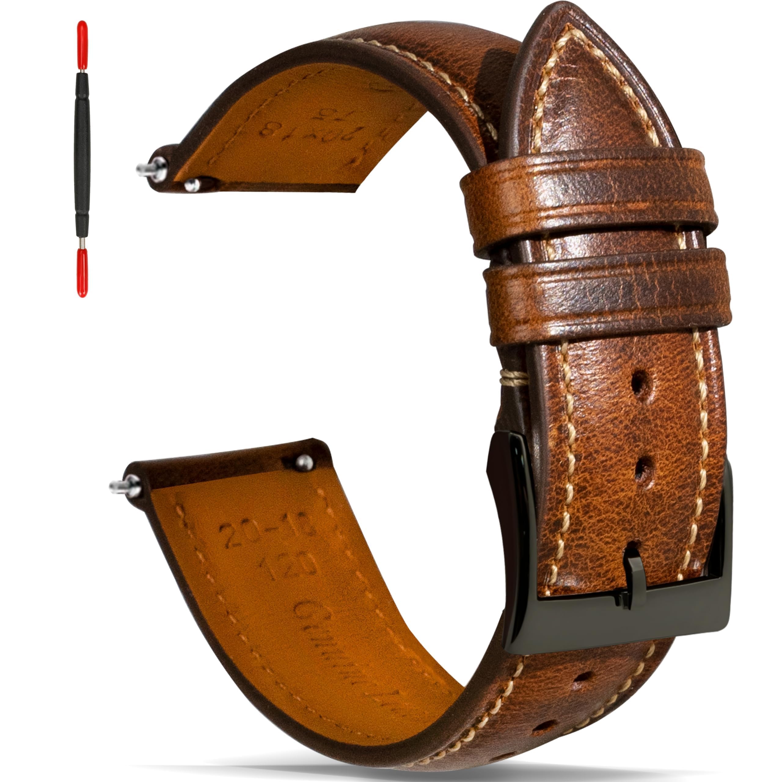 Gomvadr Quick Release Lederarmband, Vintage Öl Gegerbt Pull-