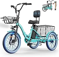 FRITTON 1200W Peak Electric Tricycle for Adults - Foldable 3-Wheel E-Trike, 50-Mile Removable Battery, Step-Thru Frame, 20" Tires