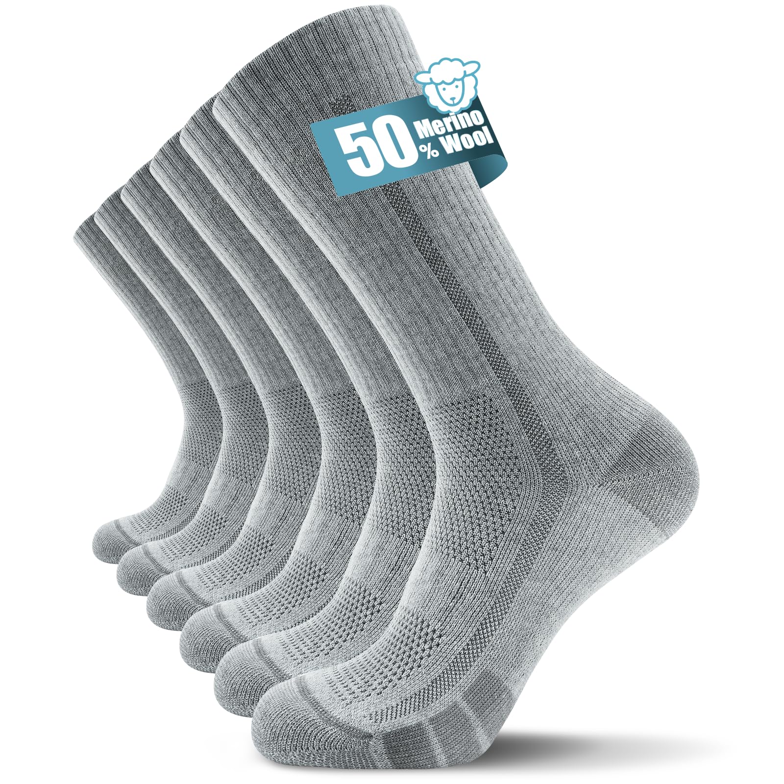 TANSTC Thermal Merino Wool Socks for Men & Women – Thick Warm Cushioned Crew Socks for Hiking, Walking, Work, Running, Skiing & Outdoor Sports, 3 Pairs
