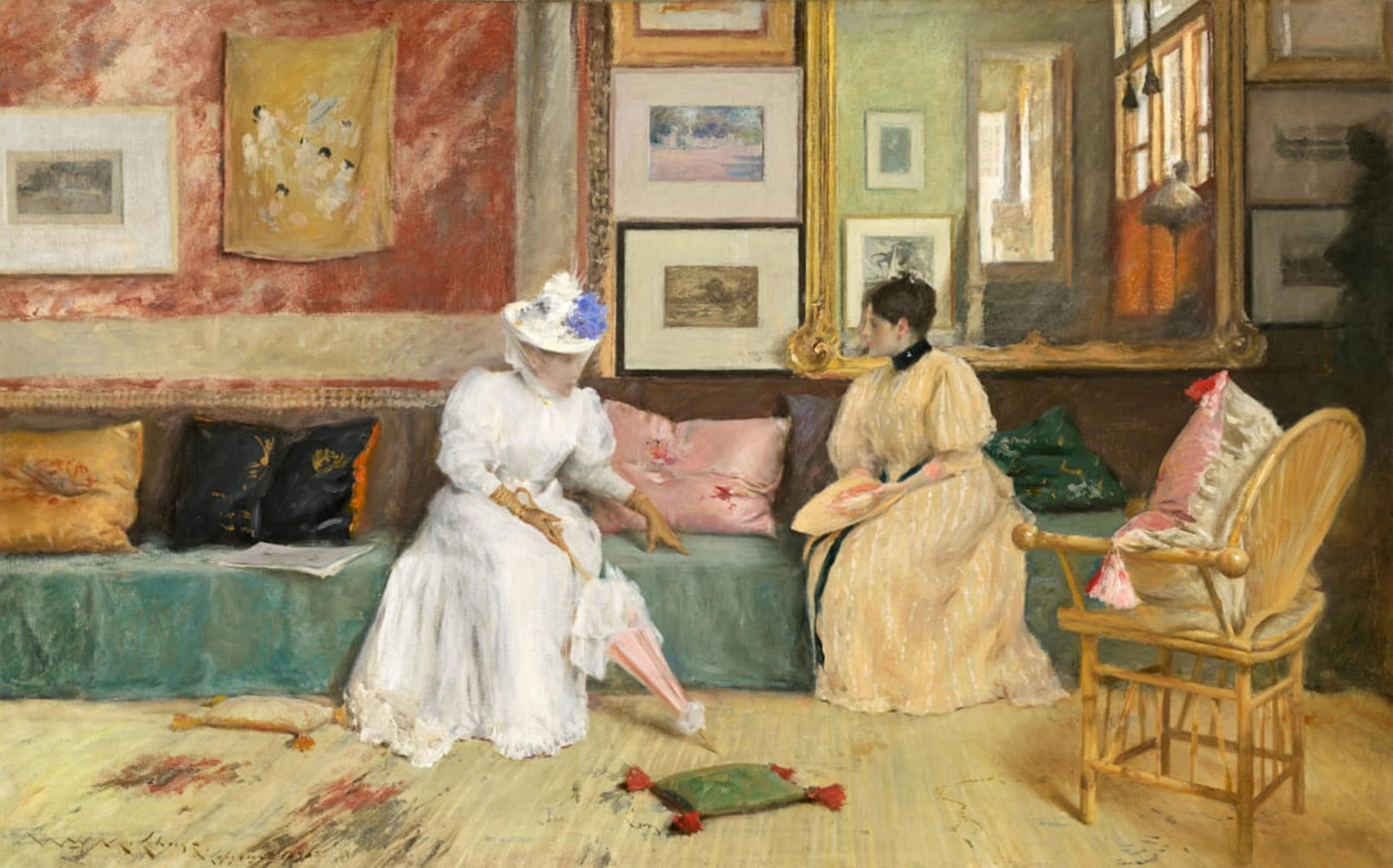 ARTXLXXBN Famous Art Print Poster Vintage Wall Art a Friendly Call by William Merritt Canvas Art Poster for Home Decor 60x90cm