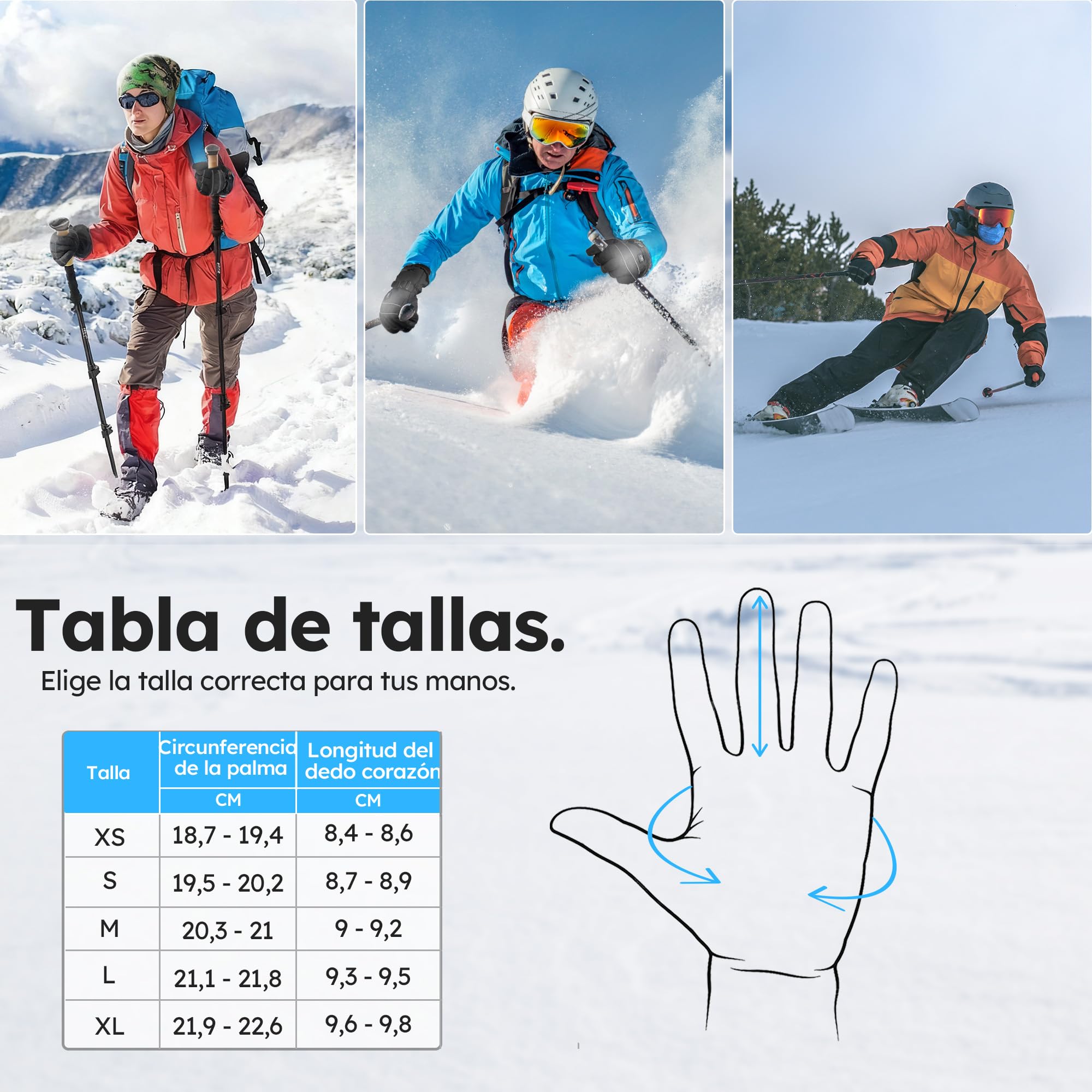 Guantes con calefacción – Pro – 3 niveles – Guante eléctrico – Resistente al agua y al viento – Guantes con calefacción recargables – Negro – de Saaf