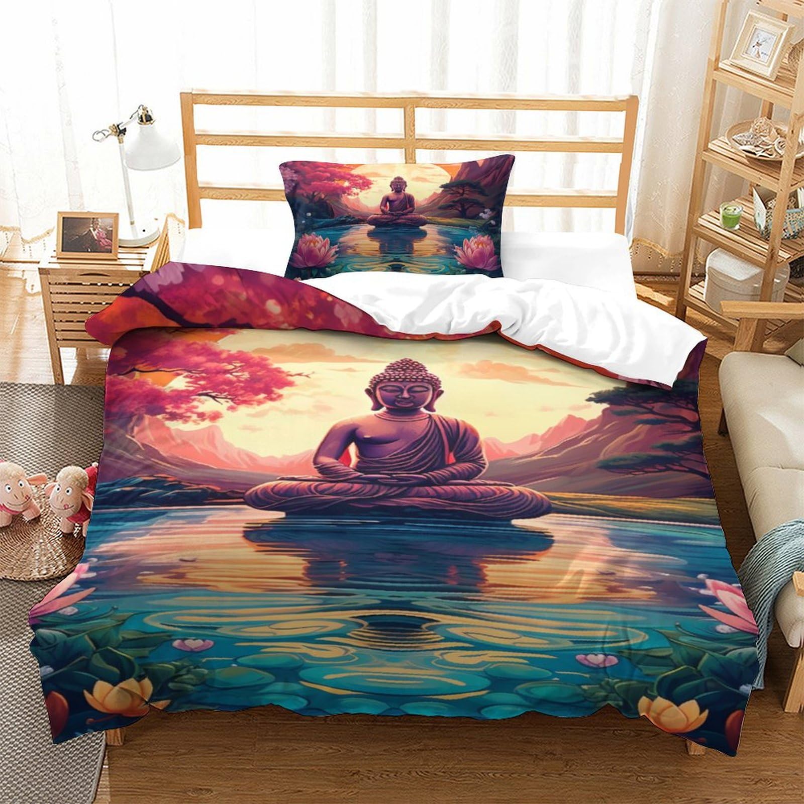 Parure lit Bouddha microfibre pour literie hypoallergénique ado