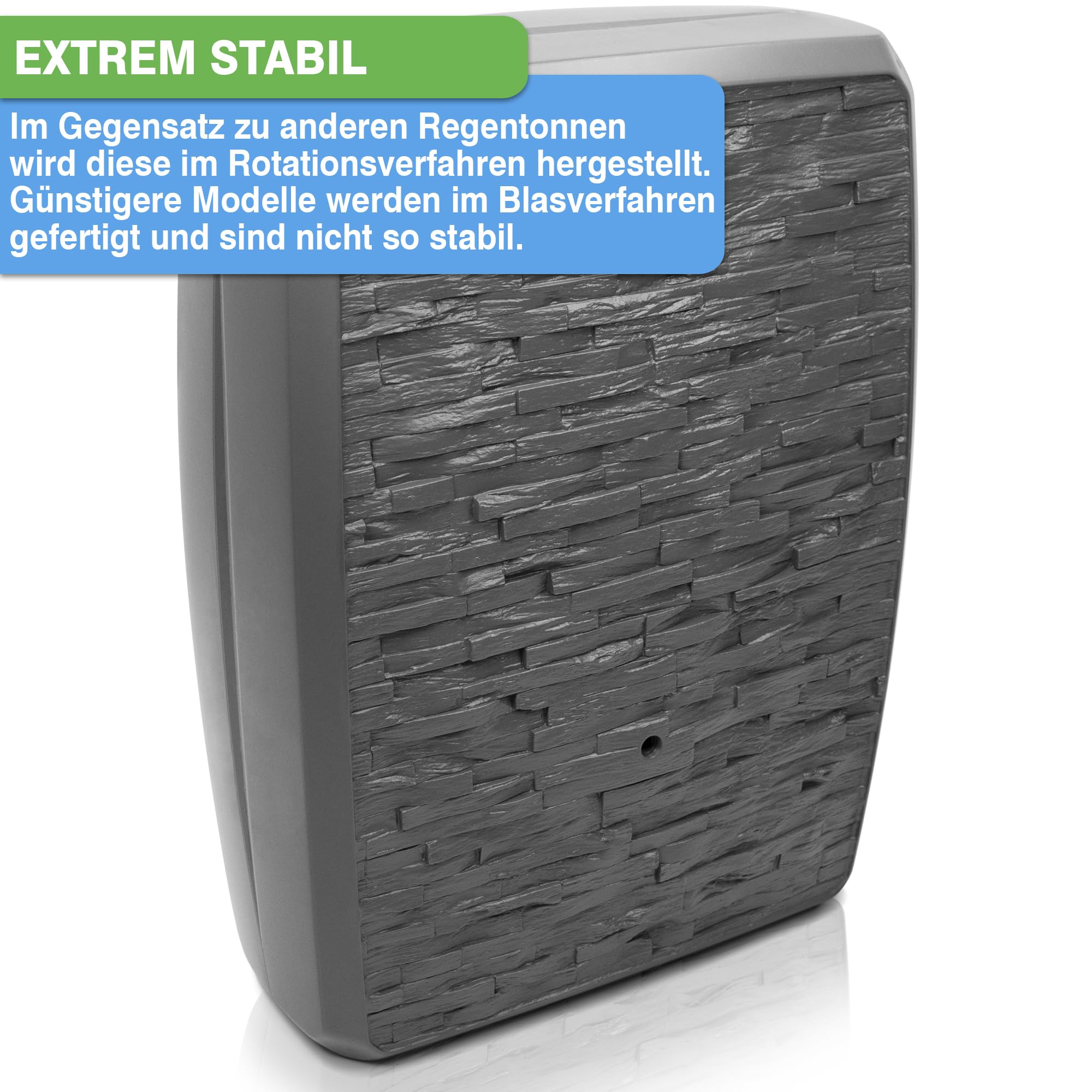 YourCasa Regentonne 250 Liter [TwinView] Eckig und Schmal - Regenfass Frostsicher aus Kunststoff - Regenwassertonne - Regenwassertank Garten Wassertank Regensammler Wandtank Wasserfass (Anthrazit)