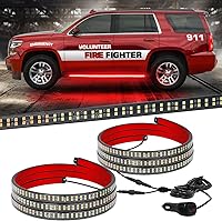 Vista 16 de XRIDONSEN 2 tiras de luces estroboscópicas ámbar de 60 pulgadas, 720 luces LED para estribo, luces intermitentes de advertencia de peligro