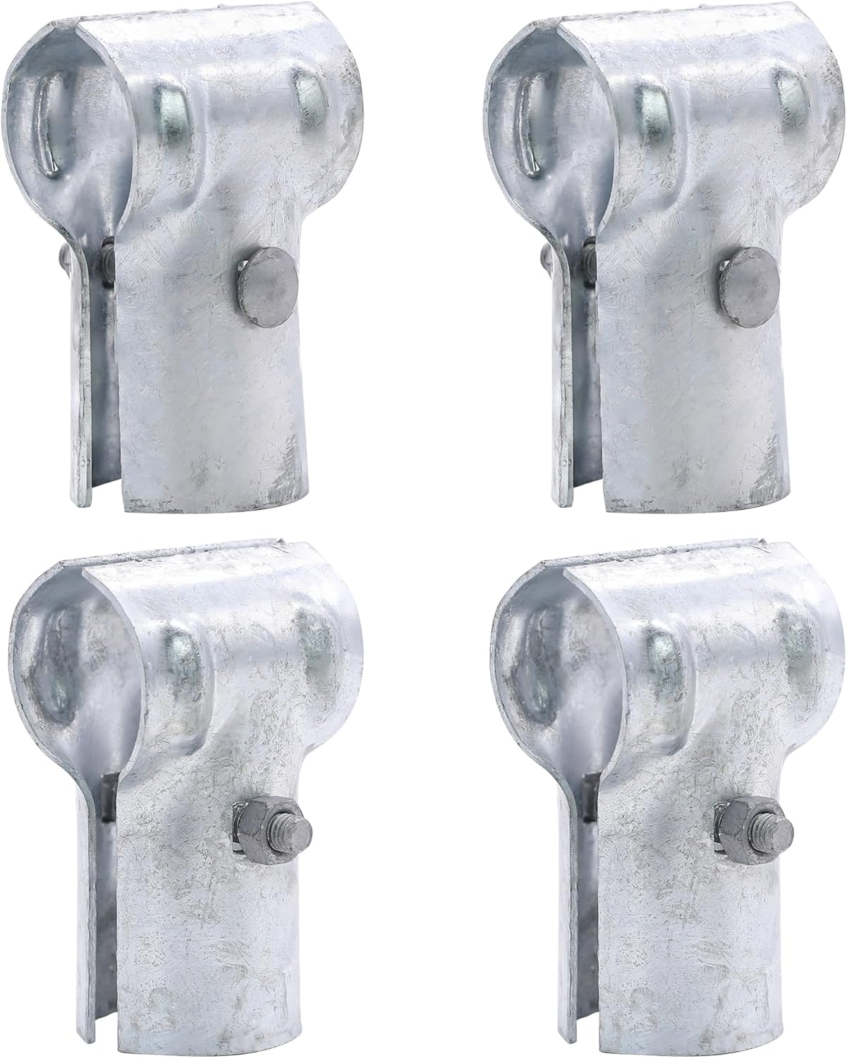KINNAN 1-5/8 X 1-5/8 End Rail T Clamp for Chain Link Fence, Galvanized Steel for 1-5/8" OD Pipe, 6 Pcs Bolts & Nuts Included