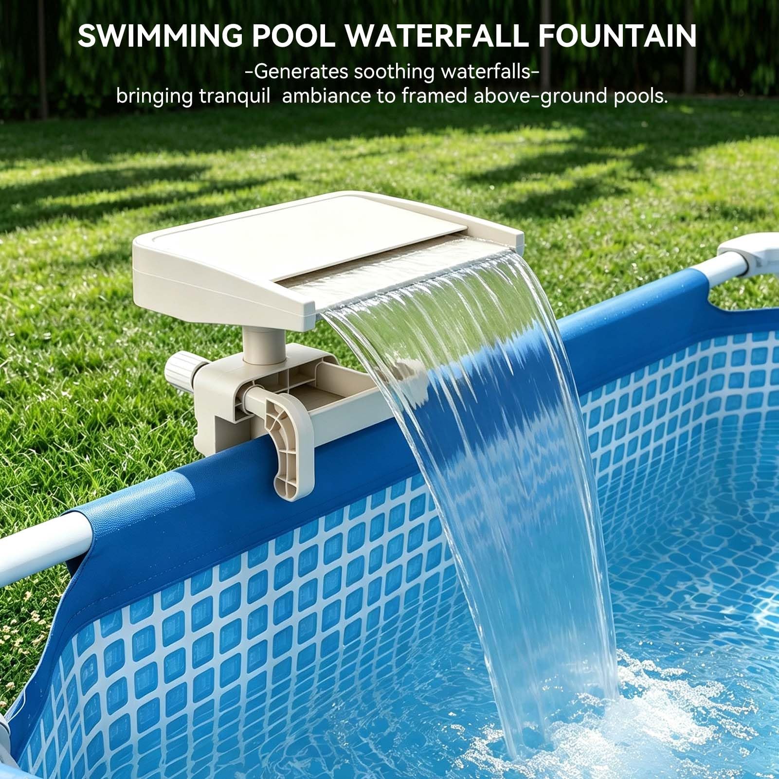 Cascada de Fuente de Piscina, Cascada Relajante de PVC Desmontable sobre el Suelo, Accesorio de aliviadero de Fuente de Piscina para decoración al Aire Libre